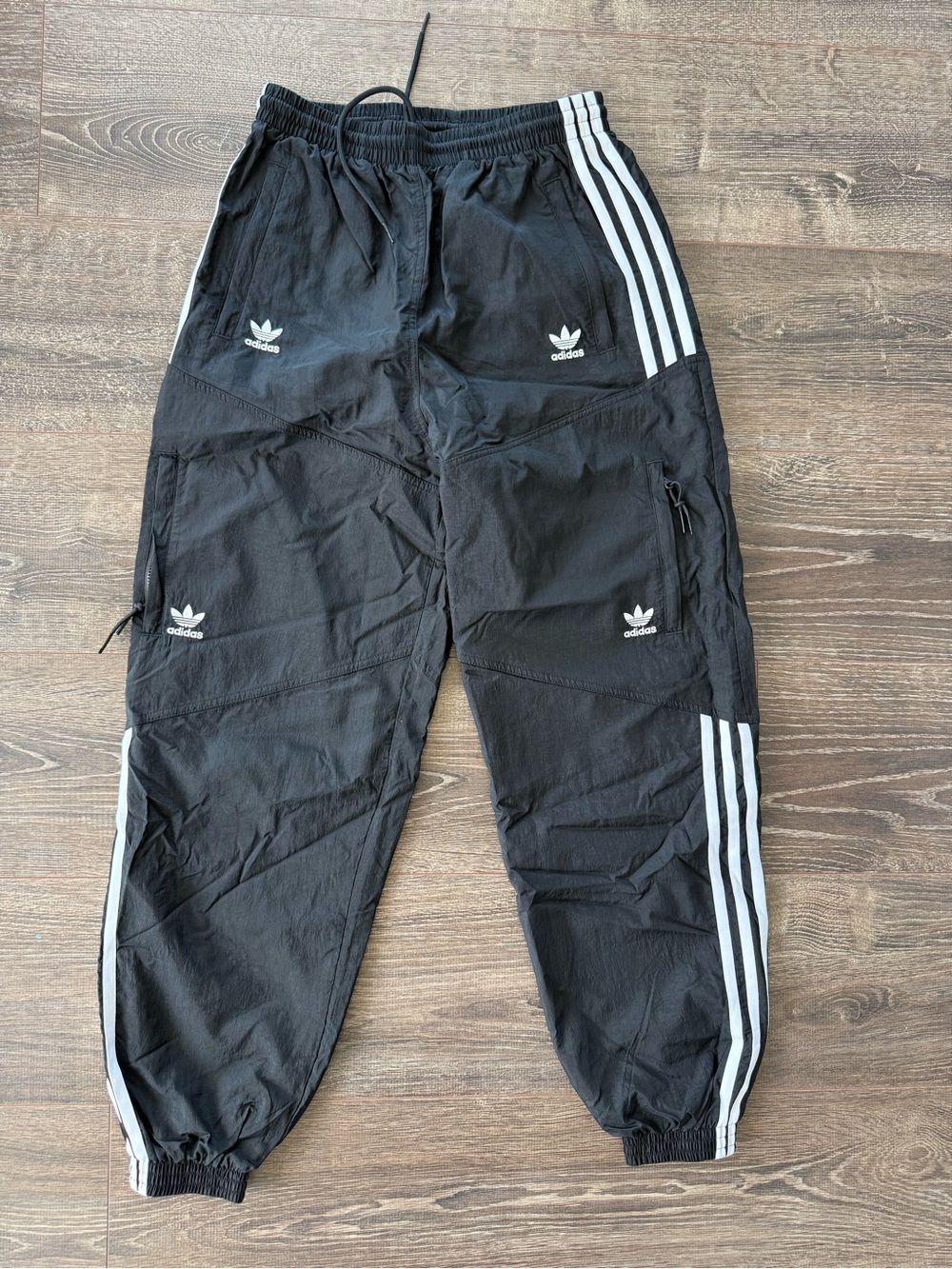 New adidas Black Jogger Pants with White 3-Stripes